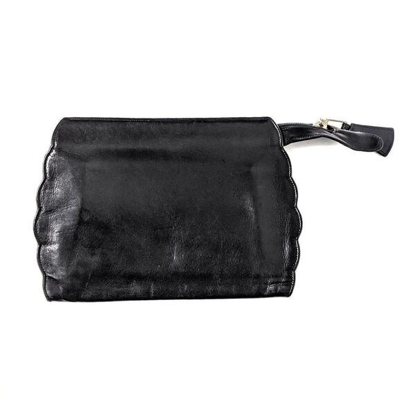CLIVE SHILTON Vintage Leather Scalloped Clutch - Picture 1 of 7
